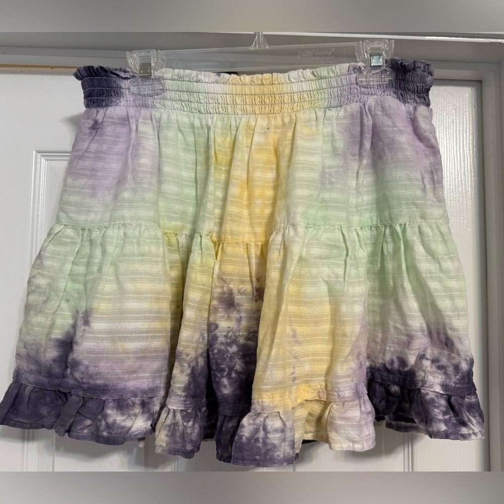 Teen Ladies Tie-Dye Lined Ruffle Skirt, Size XL, 100% Cotton